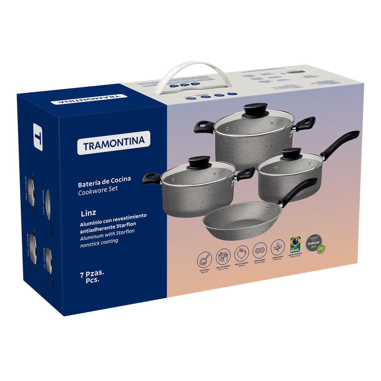 Batería de Cocina Linz Gris con Antiadherente Starflon Max Para Uso Casero - Ollas y Sartenes | Bylmo