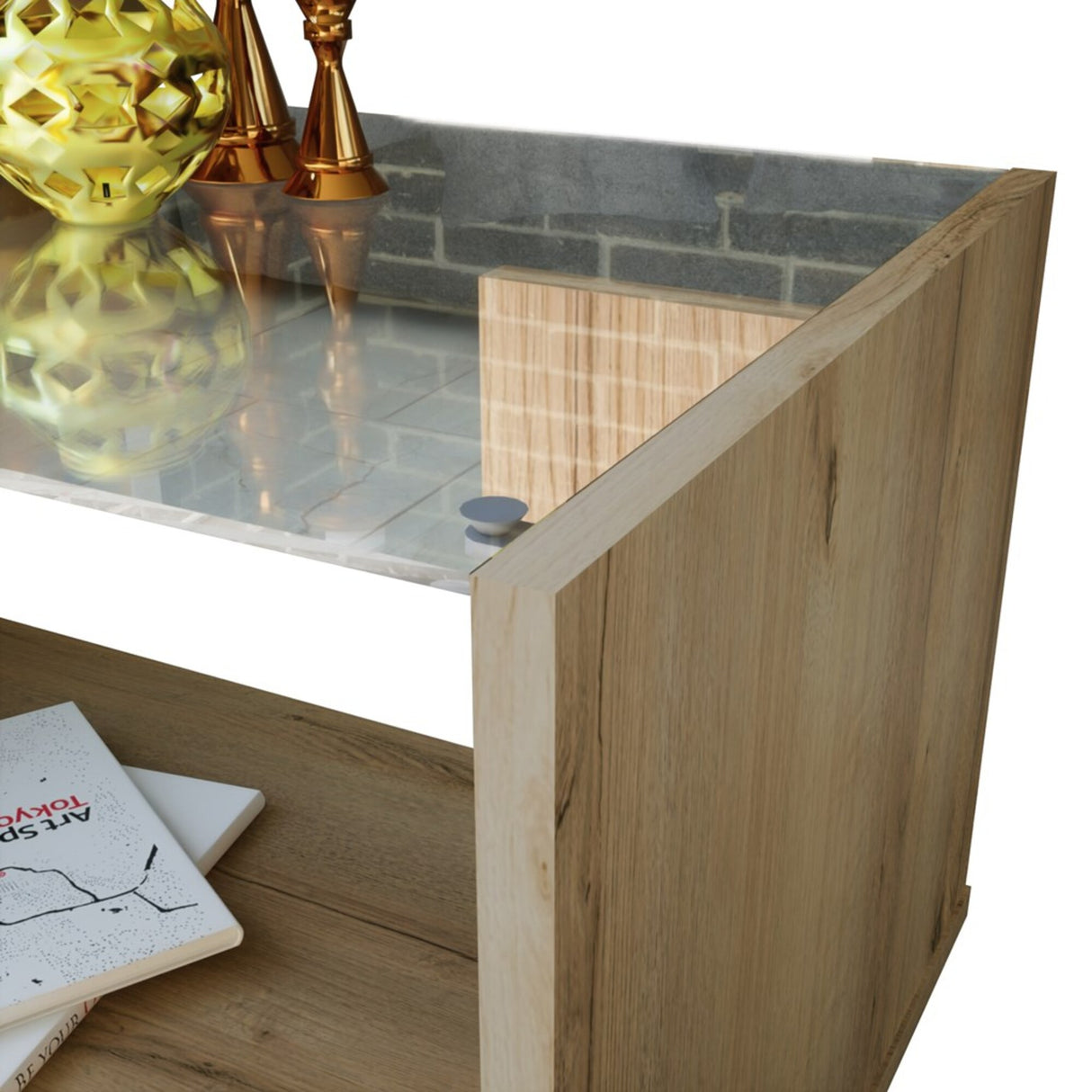 Mesa de Centro Galia Duna 68x35cm Rectangular Con Compartimiento - Mesas de Centro | Bylmo