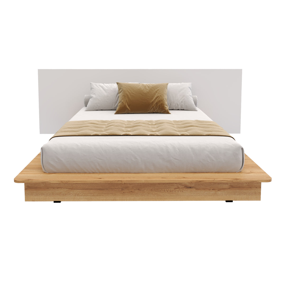 Cama Moscú Duna y Blanco Para Cama Doble 140 X 190 Con Cabecero - Camas | Bylmo