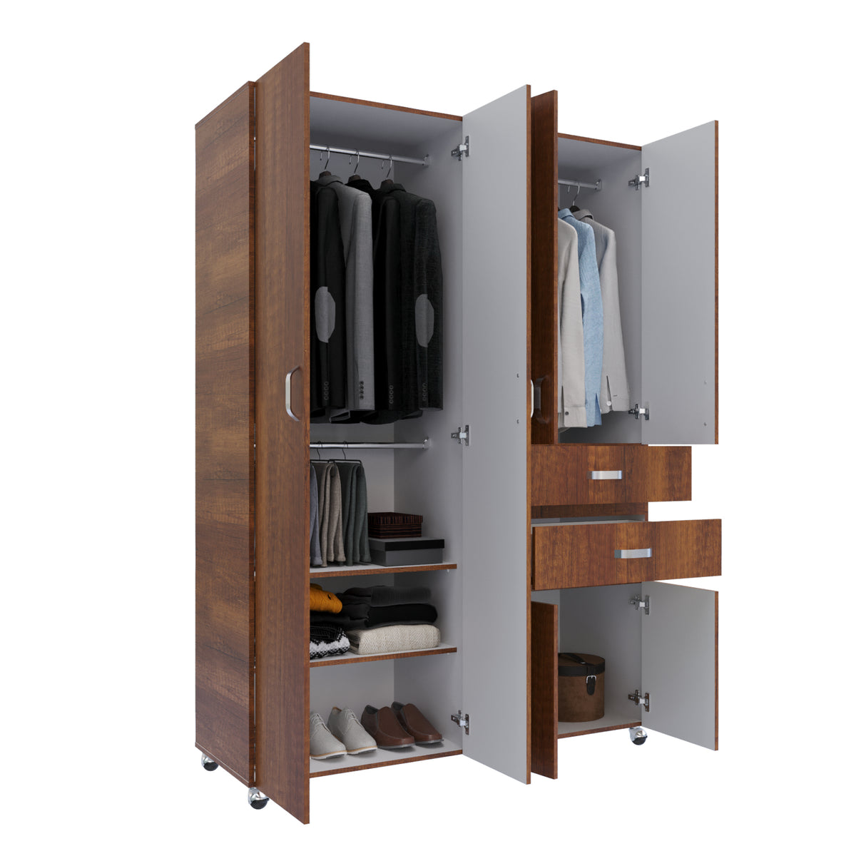 Closet Nova Caramelo 140x199cm Con Dos Cajones - Closets | Bylmo