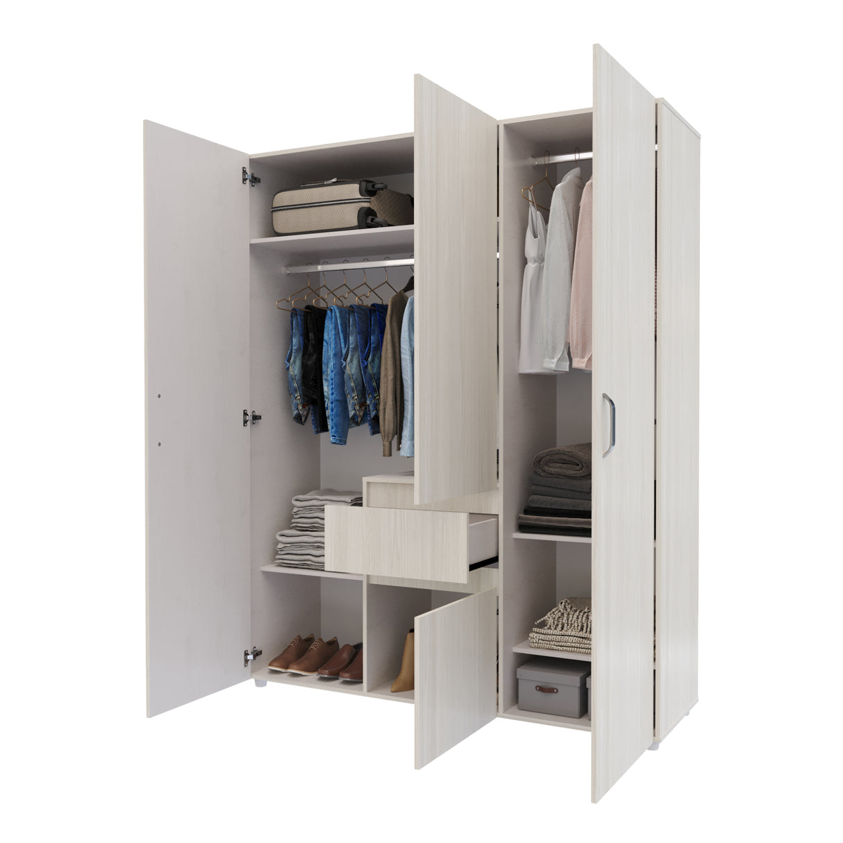 Closet Mary Niebla y Blanco 160x200cm Con Dos Cajones - Closets | Bylmo