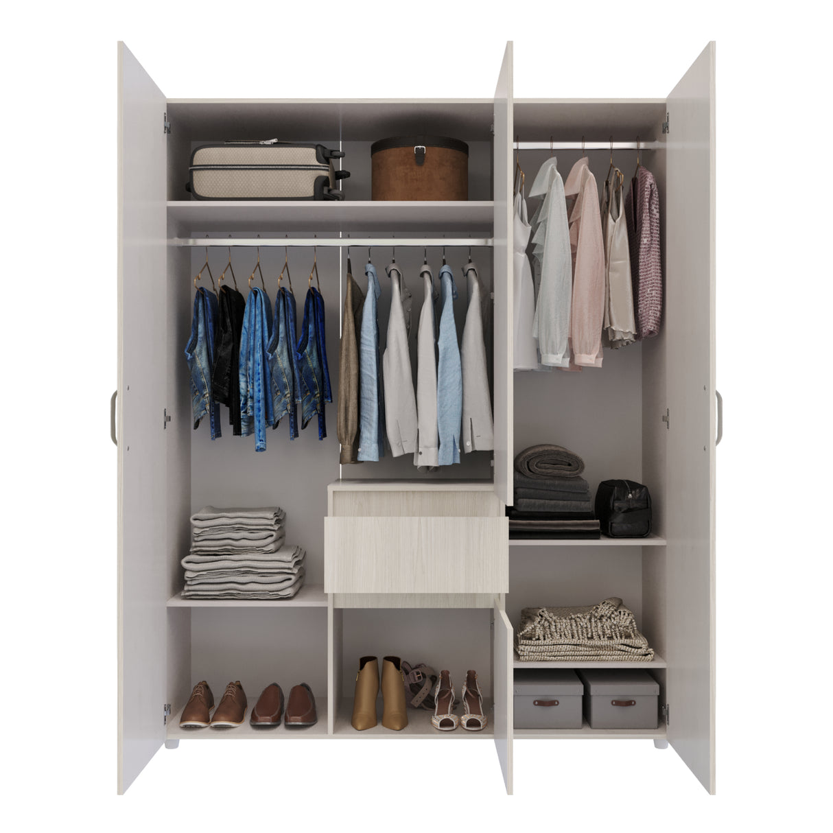 Closet Mary Niebla y Blanco 160x200cm Con Dos Cajones - Closets | Bylmo