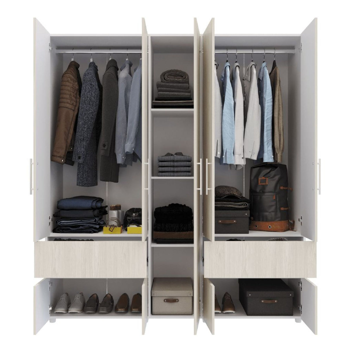 Closet Venecia Niebla y Blanco 180x200cm Con Dos Cajones - Closets | Bylmo