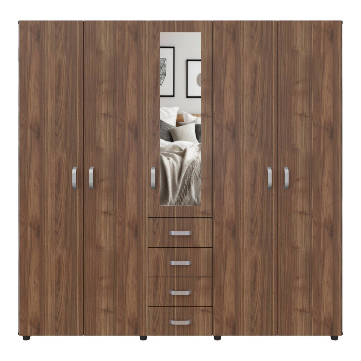 Closet Atenas Gales y Wengue 200x200cm Con Cuatro Cajones y Con Espejo - Closets | Bylmo