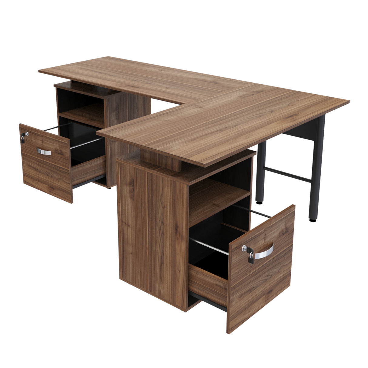 Estación de Trabajo Asturias Gales y Negro 242x73cm Transformable - Escritorios | Bylmo