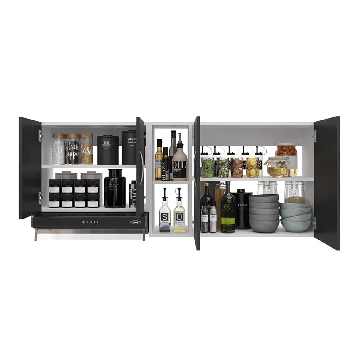 Mueble Superior Hannah Blanco y Wengue 150x56cm Para Lado Izquierdo o Derecho - Muebles Superiores | Bylmo