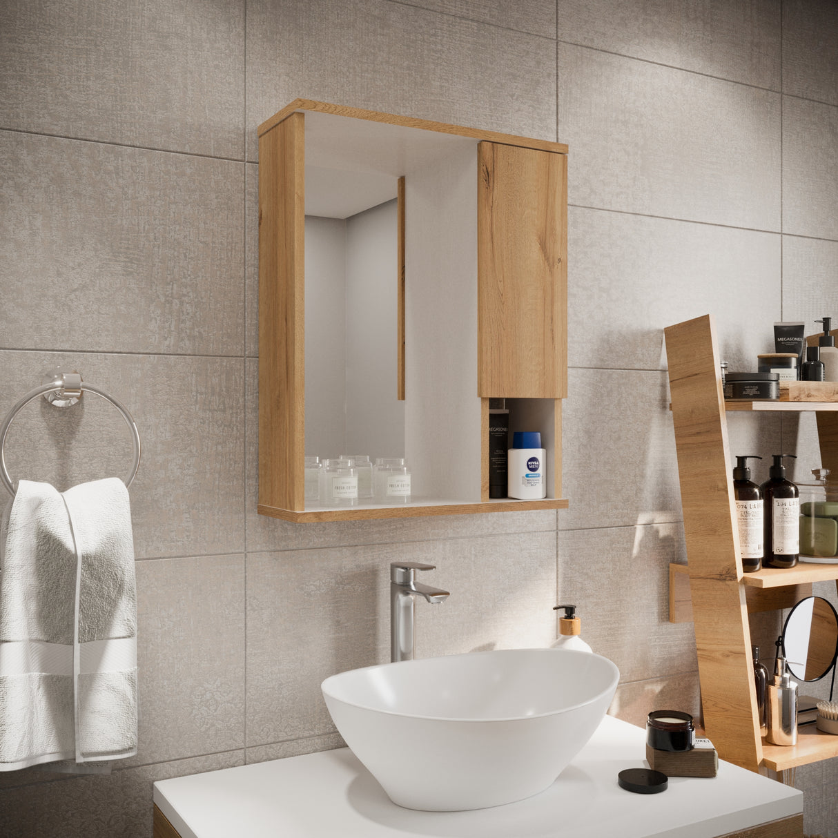 Gabinete de Baño Cairo Duna 48x60cm Rectangular Con Espejo - Gabinetes de Baño | Bylmo