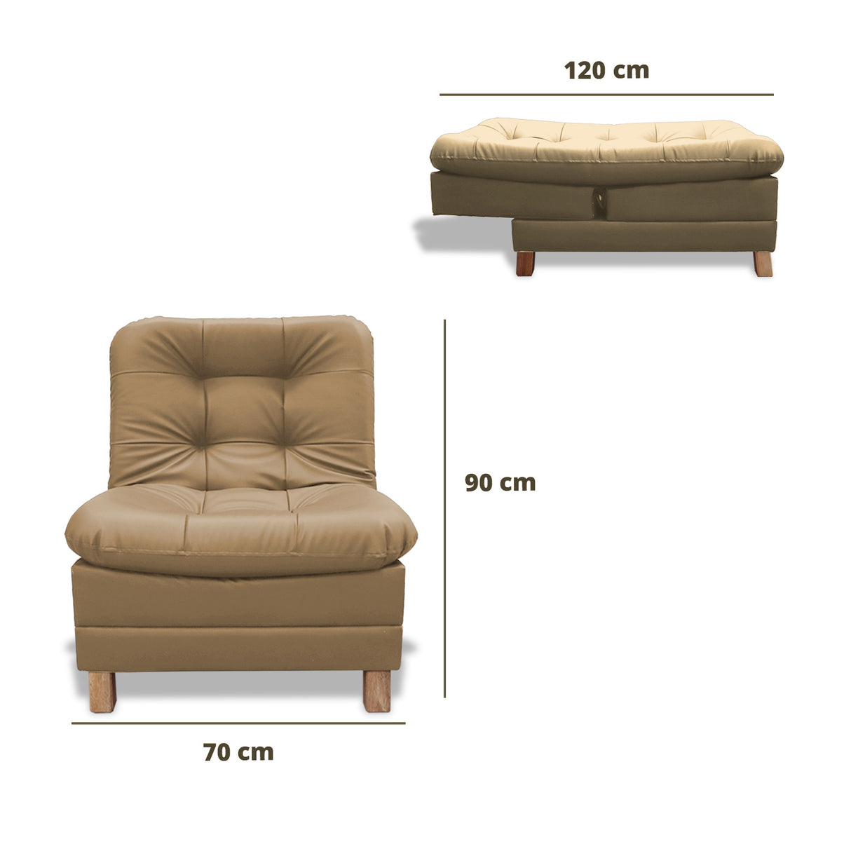 Poltrona Zeink Camel 70x90cm De Un Puesto Reclinable con Patas - Sofas y Poltronas | Bylmo