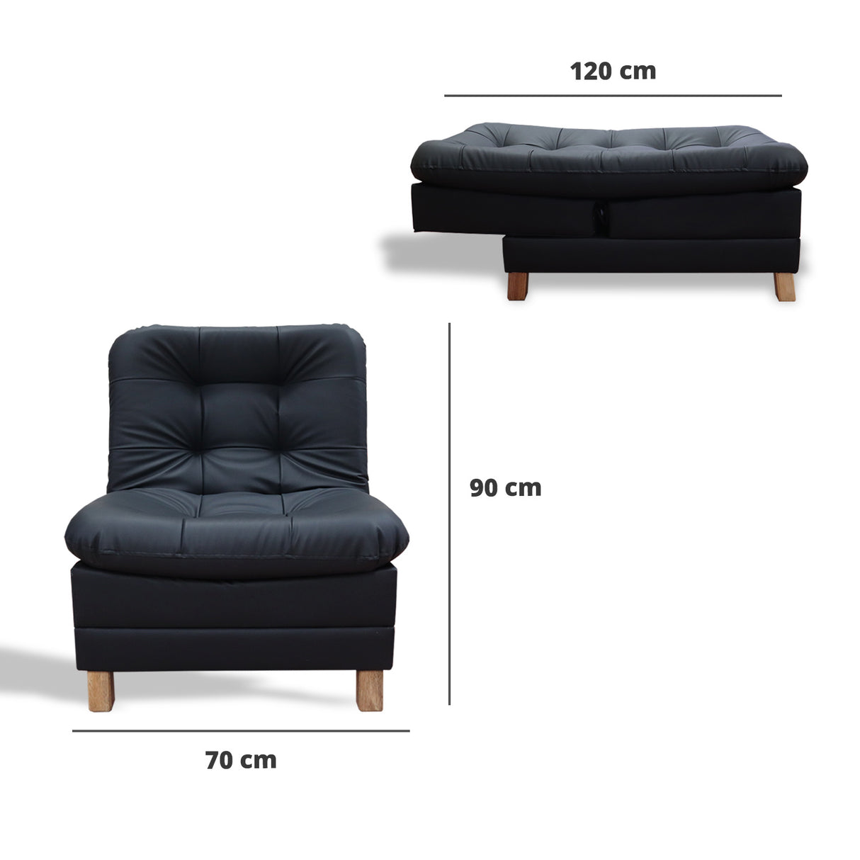 Poltrona Zeink Negro 70x90cm De Un Puesto Reclinable con Patas - Sofas y Poltronas | Bylmo