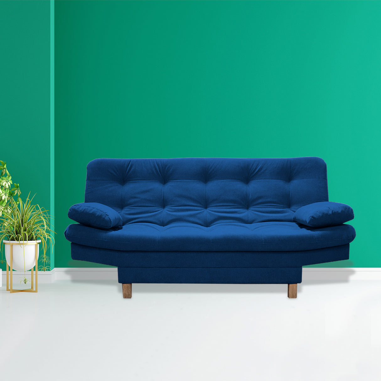 Sofá Cama Bakers Azul Petróleo 185x95cm De Tres Puestos Reclinable con Patas - Sofas y Poltronas | Bylmo