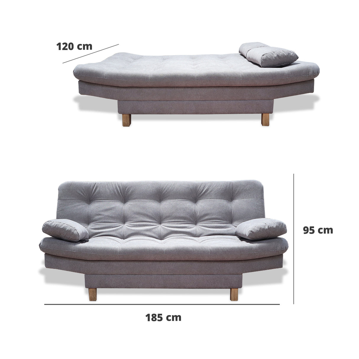 Sofá Cama Bakers Gris 185x95cm De Tres Puestos Reclinable con Patas - Sofas y Poltronas | Bylmo