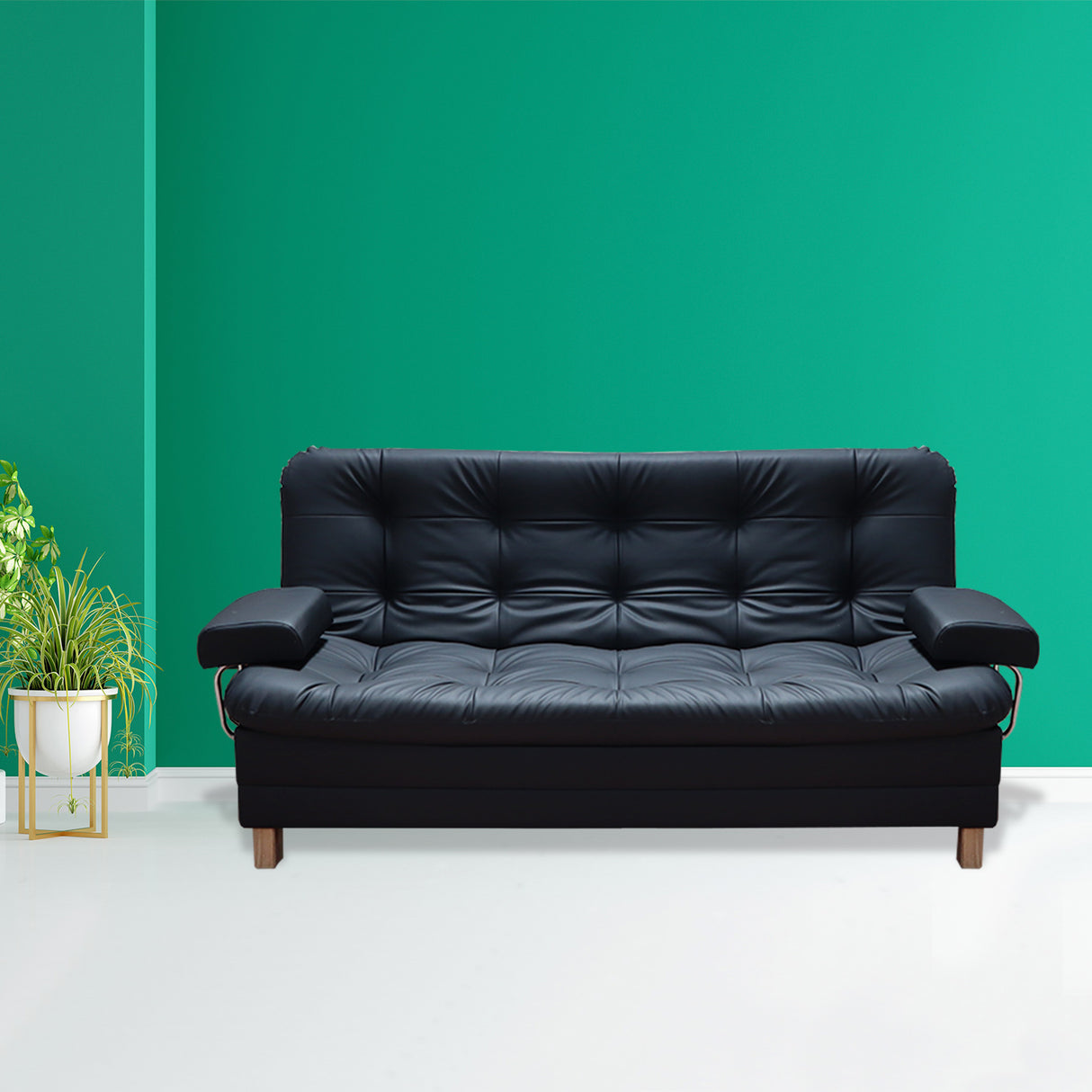 Sofá Cama Rouss Negro 185x95cm De Tres Puestos Reclinable con Patas y Apoyabrazos - Sofas y Poltronas | Bylmo