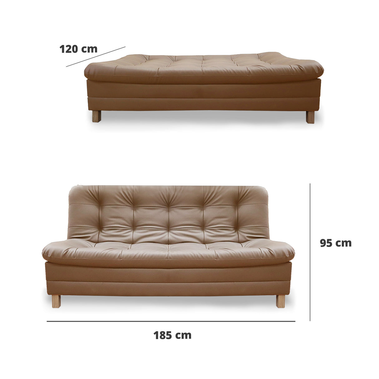 Sofá Cama Zeink Camel 185x95cm De Tres Puestos Reclinable con Patas - Sofas y Poltronas | Bylmo