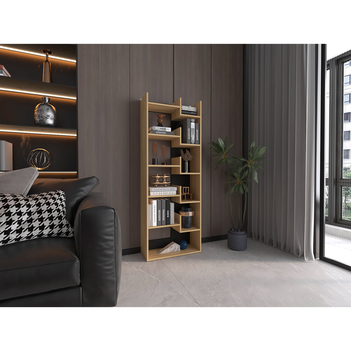 Estantería Clover Fresno Europeo 162x60cm Rectangular con Diez Entrepaños - BIBLIOTECAS Y ESTANTERIAS | Bylmo