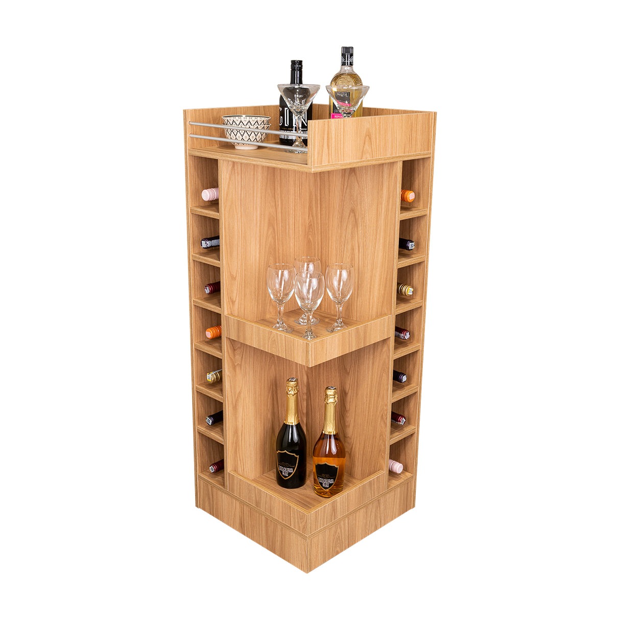 Bar Esquinero Bajo Lyman Fresno Europeo 46.6x116cm Con Cinco Compartimientos - BARES | Bylmo