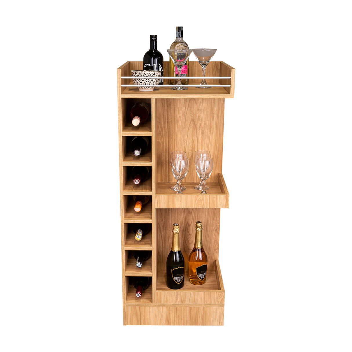 Bar Esquinero Bajo Lyman Fresno Europeo 46.6x116cm Con Cinco Compartimientos - BARES | Bylmo