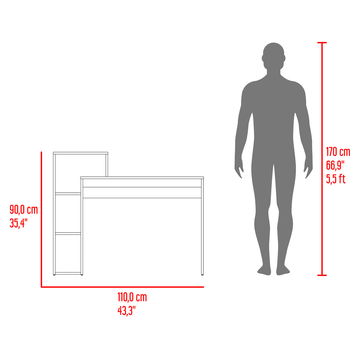 Escritorio Britt Capri 110x90cm Moderno - ESCRITORIOS | Bylmo