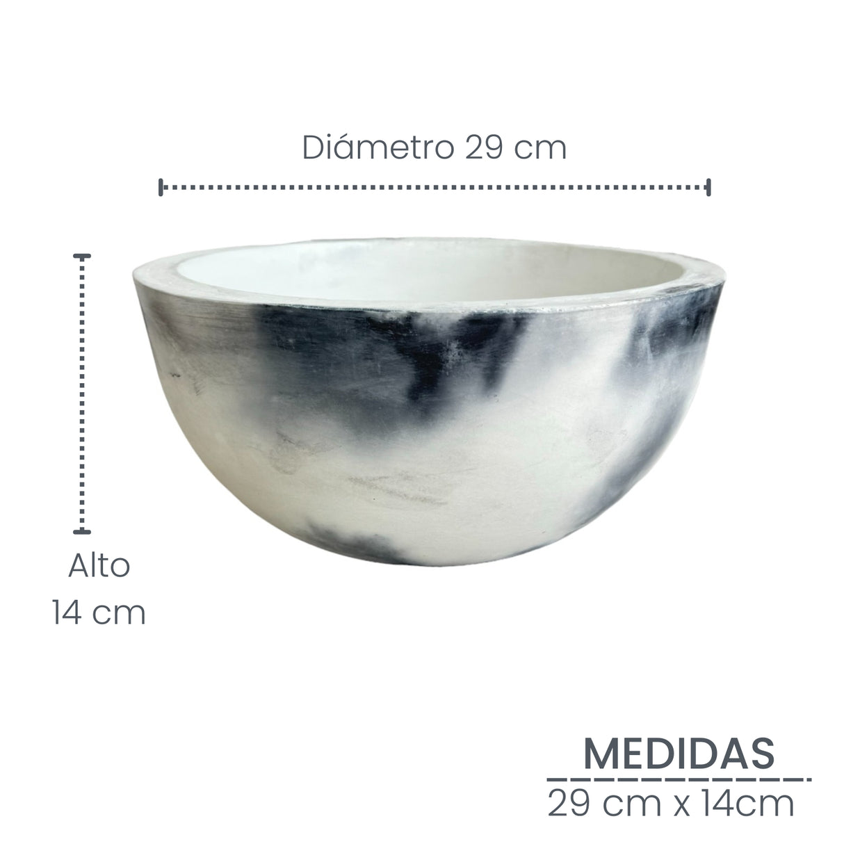 Combo Matera Bowl Grande Cónica Mármol negro y Dorado 29x14cm Tradicionales De Piso Con Base Metálica - MATERAS Y MACETAS | Bylmo