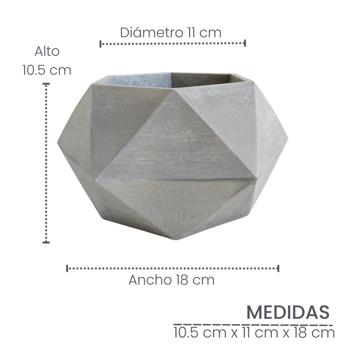 Matera de mesa Mediana Adara gris 18x10.5cm Hexagonal - MATERAS Y MACETAS | Bylmo