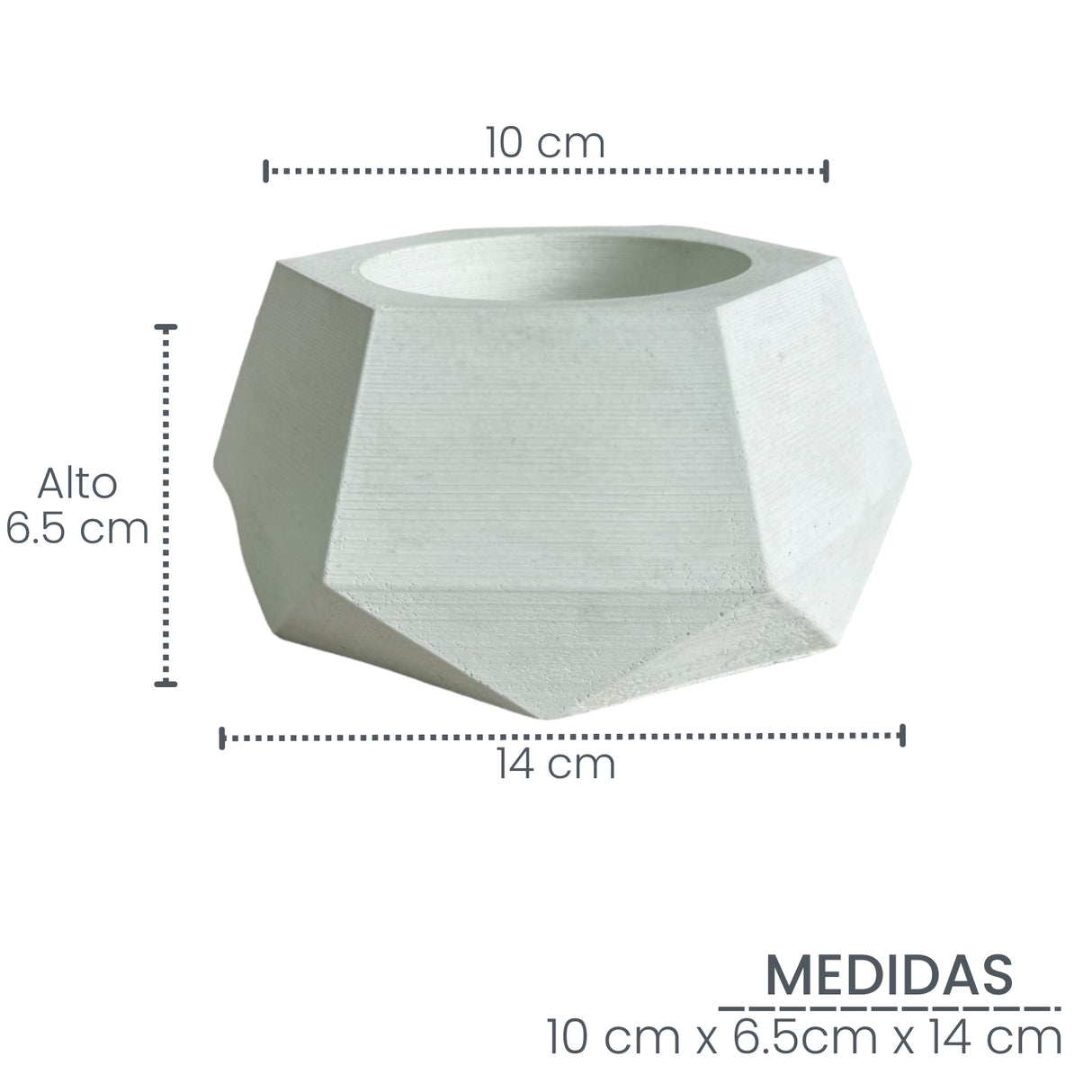 Matera de mesa Pequeña Jade Blanco 14x6.5cm Hexagonal - MATERAS Y MACETAS | Bylmo