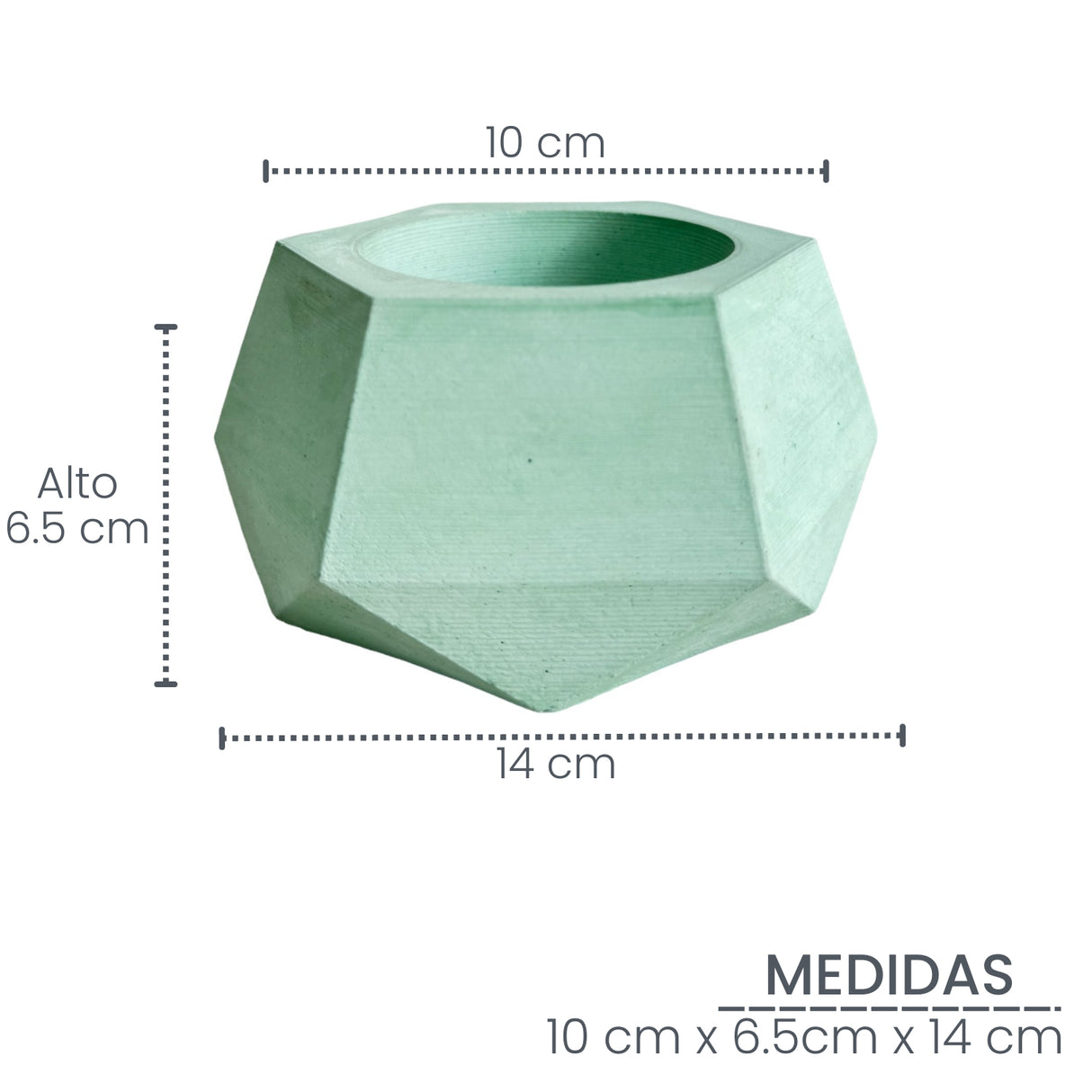 Matera de mesa Pequeña Jade Menta 14x6.5cm Hexagonal - MATERAS Y MACETAS | Bylmo