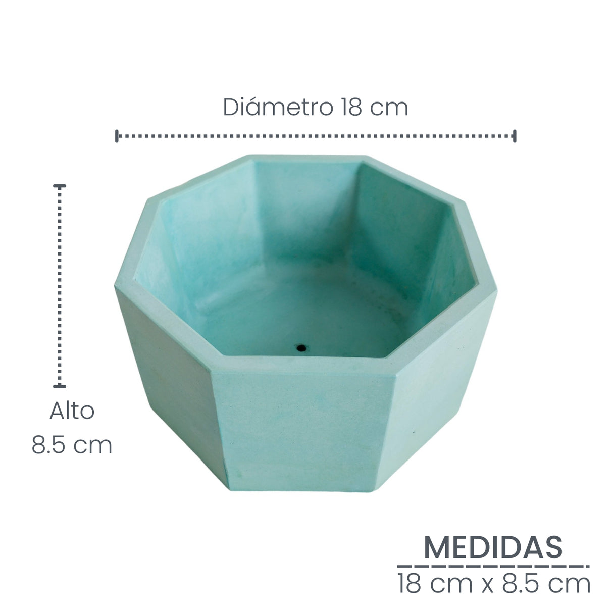 Matera de mesa Mediana Terrario Aguamarina 18x8.5cm Hexagonal - MATERAS Y MACETAS | Bylmo