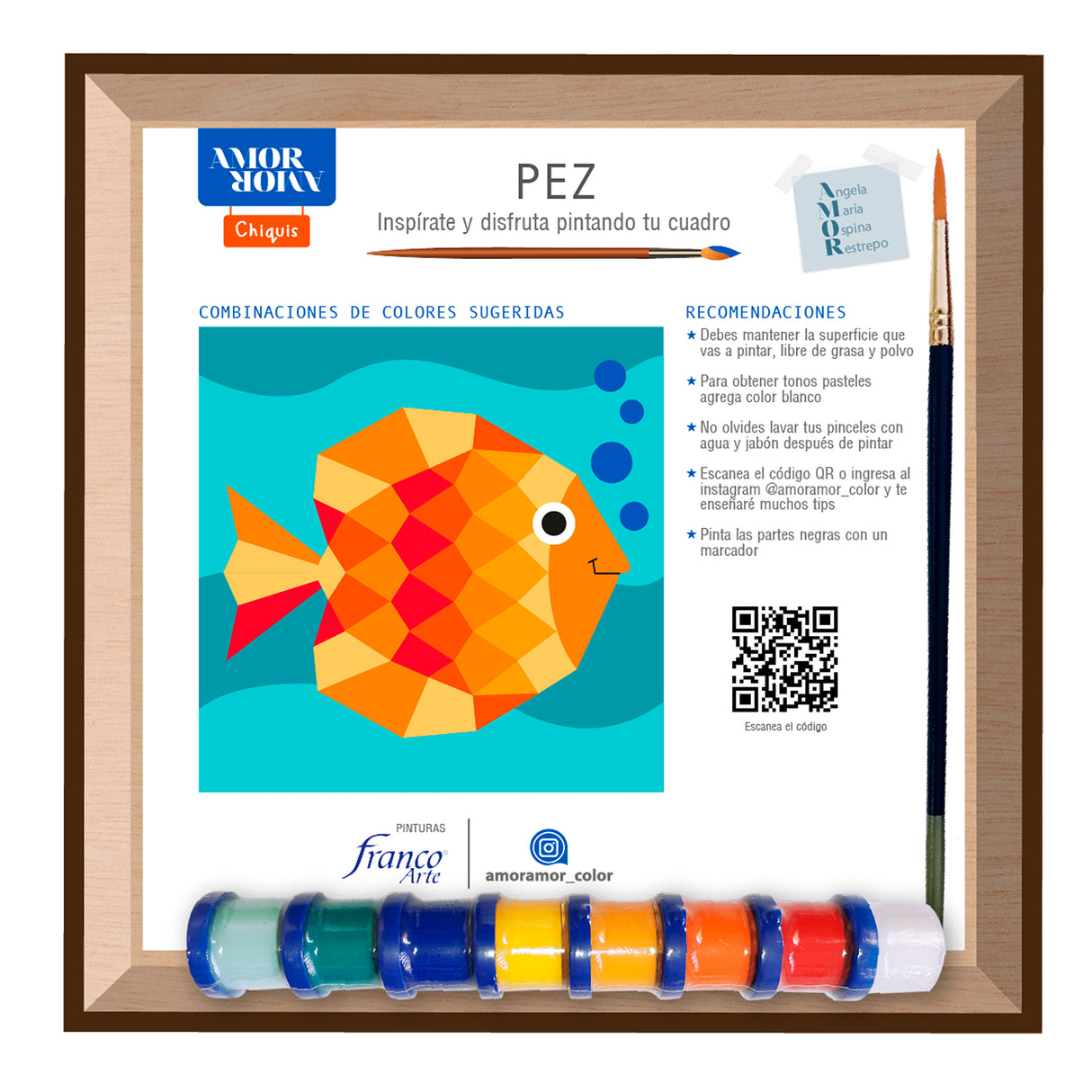 Kit Cuadro para Pintar Pez 24x24cm en MDF - CUADROS | Bylmo