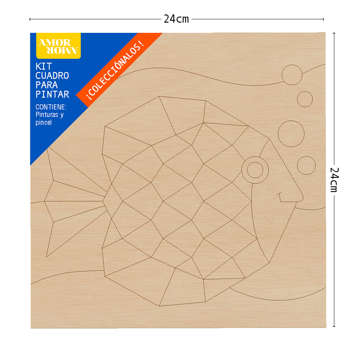 Kit Cuadro para Pintar Pez 24x24cm en MDF - CUADROS | Bylmo