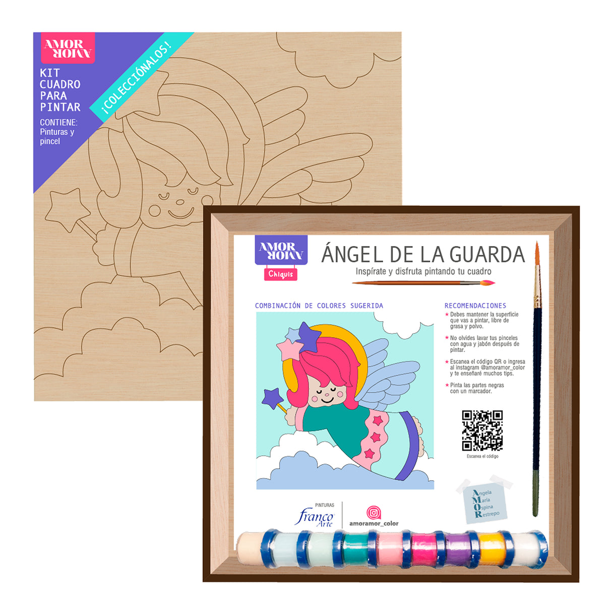 Kit Cuadro para Pintar Ángel de la Guarda 24x24cm en MDF - CUADROS | Bylmo