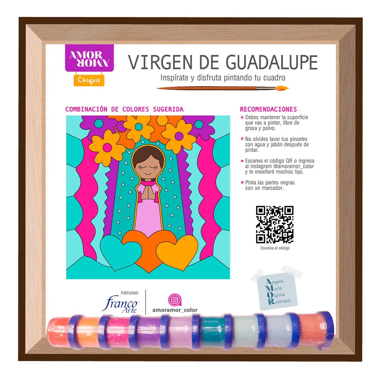 Kit Cuadro para Pintar Virgen de Guadalupe 24x24cm en MDF - CUADROS | Bylmo