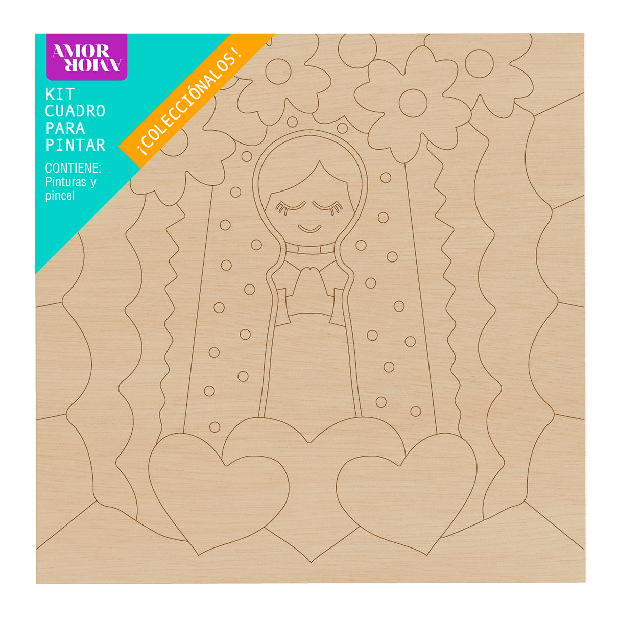 Kit Cuadro para Pintar Virgen de Guadalupe 24x24cm en MDF - CUADROS | Bylmo