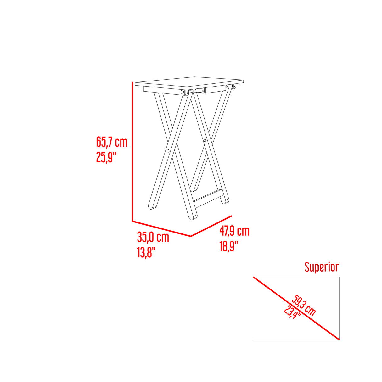 Mesa Auxiliar Plegable Otis Fresno Europeo 48.5x66cm Cuadrado - MESAS AUXILIARES | Bylmo