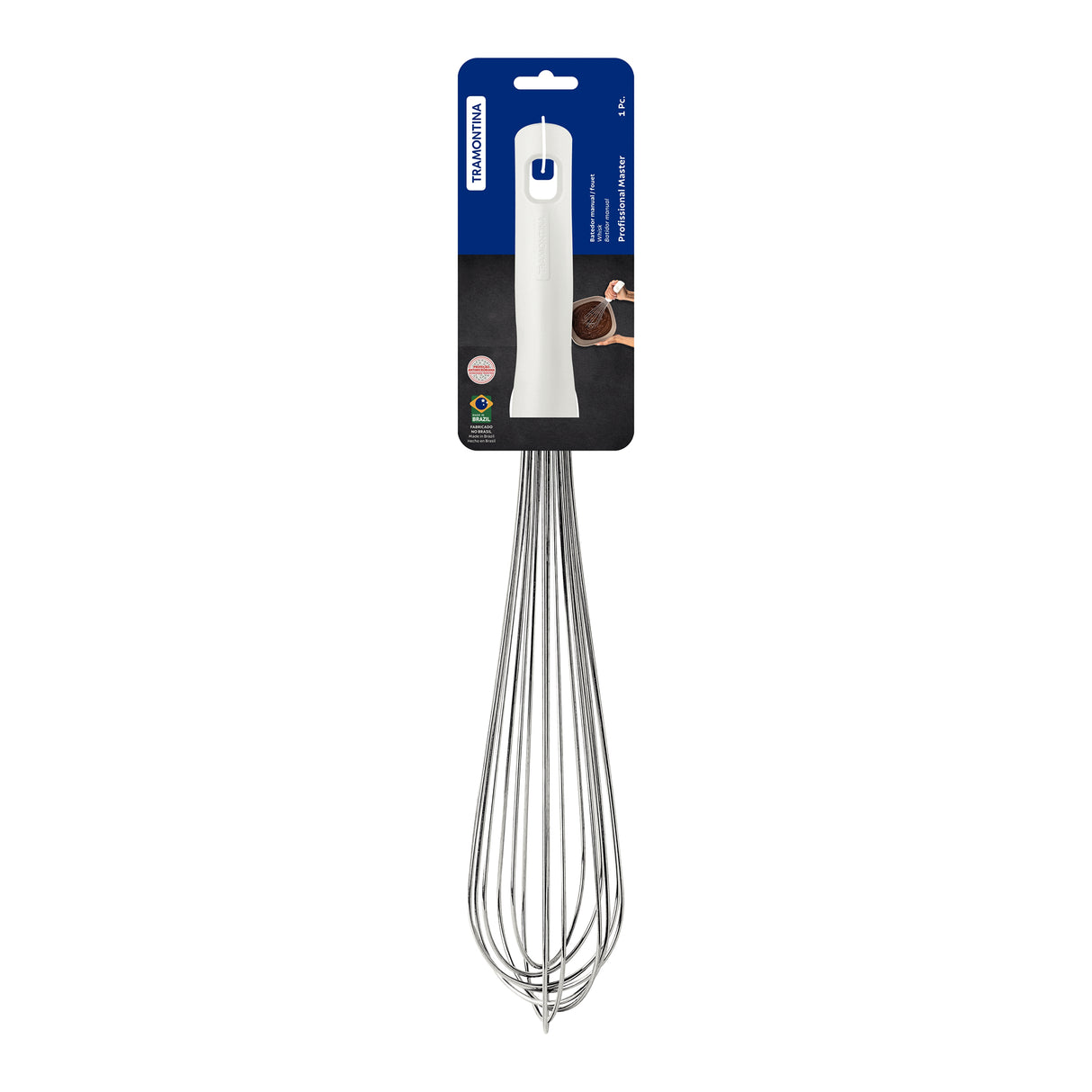 Batidor Manual Profissional Master Blanco y Acero 7.2x7.2cm Para Mezclar - UTENSILIOS PARA COCINAR | Bylmo