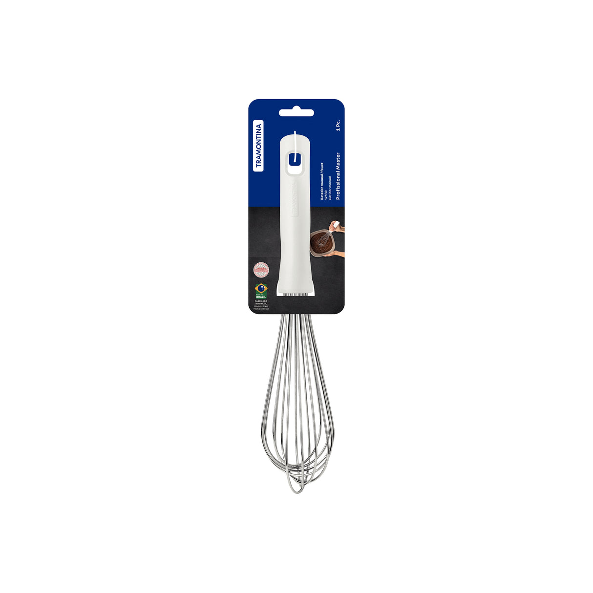 Batidor Manual Profissional Master Blanco y Acero 6.7x6.7cm Para Mezclar - UTENSILIOS PARA COCINAR | Bylmo