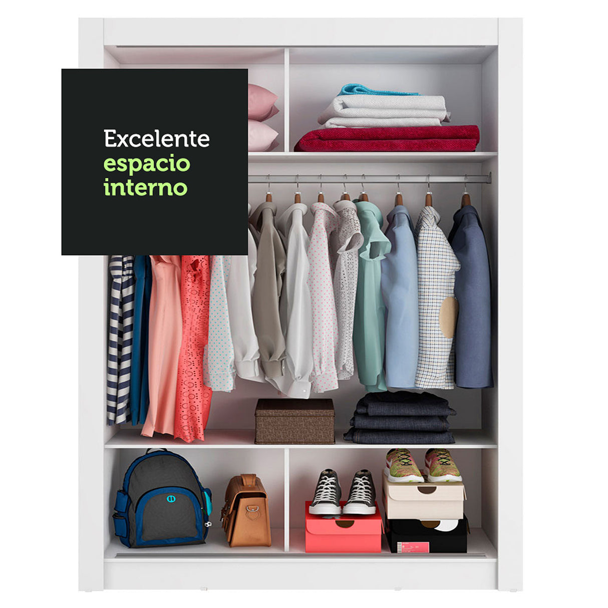 Closet Denver Blanco 217.8x15.8cm con Tres Entrepaños Dos Puertas y Con Espejo - CLOSETS | Bylmo