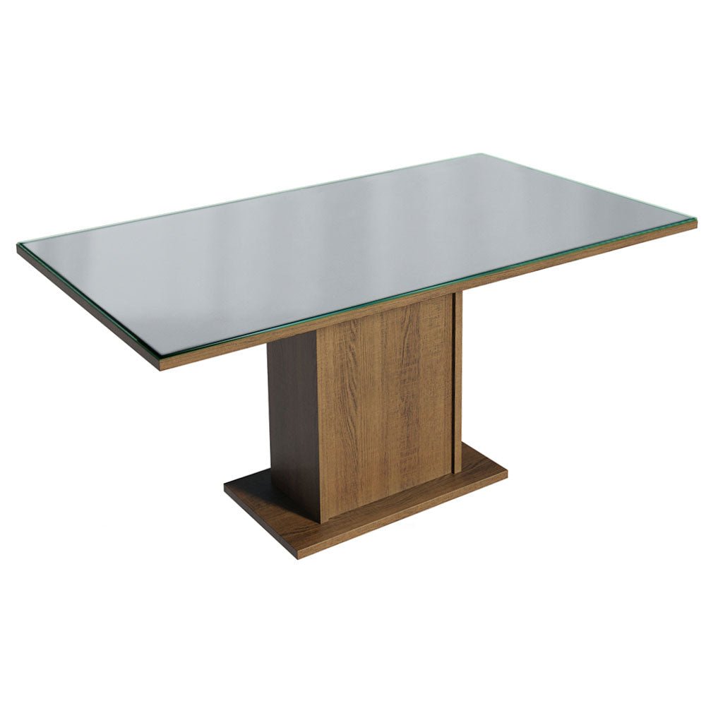 Combo Comedor y Sillas Alexis Marron con Gris y Plata 160x80cm Cuadrado de Seis Puestos con Seis Sillas - COMEDORES | Bylmo