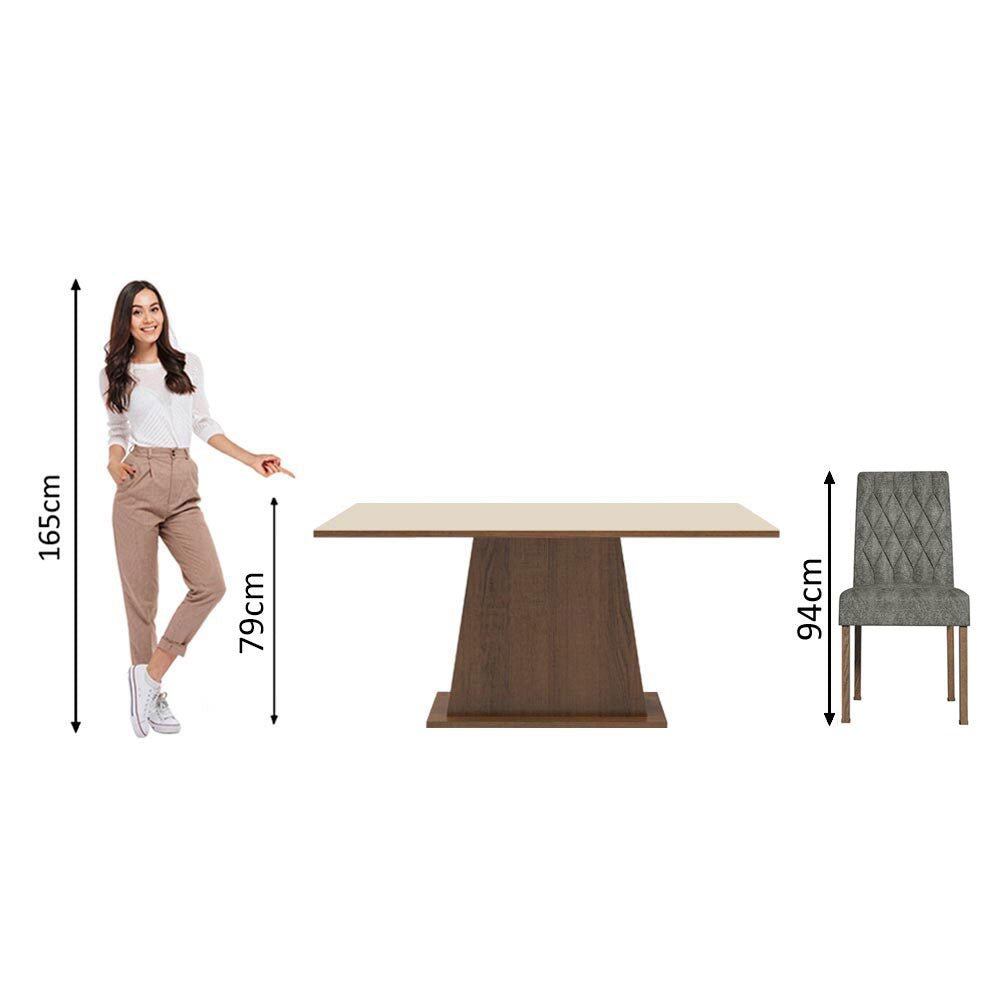 Combo Comedor y Sillas Britney Marron con Crema y Plata 160x79cm Cuadrado de Seis Puestos con Seis Sillas - COMEDORES | Bylmo