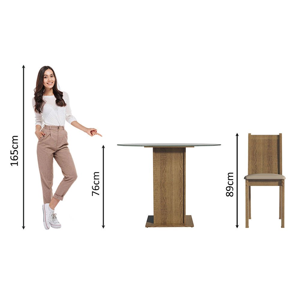 Combo Comedor y Sillas Débora Marron y Beige 90x76cm Cuadrado de Cuatro Puestos con Cuatro Sillas - COMEDORES | Bylmo