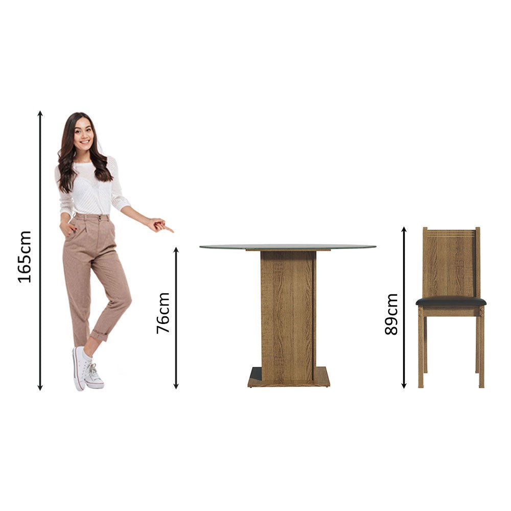 Combo Comedor y Sillas Débora Marron y Negro 90x76cm Cuadrado de Cuatro Puestos con Cuatro Sillas - COMEDORES | Bylmo