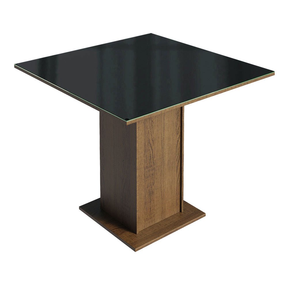 Combo Comedor y Sillas Evelin Marron y Negro Oxford 90x78cm Cuadrado de Cuatro Puestos con Cuatro Sillas - COMEDORES | Bylmo