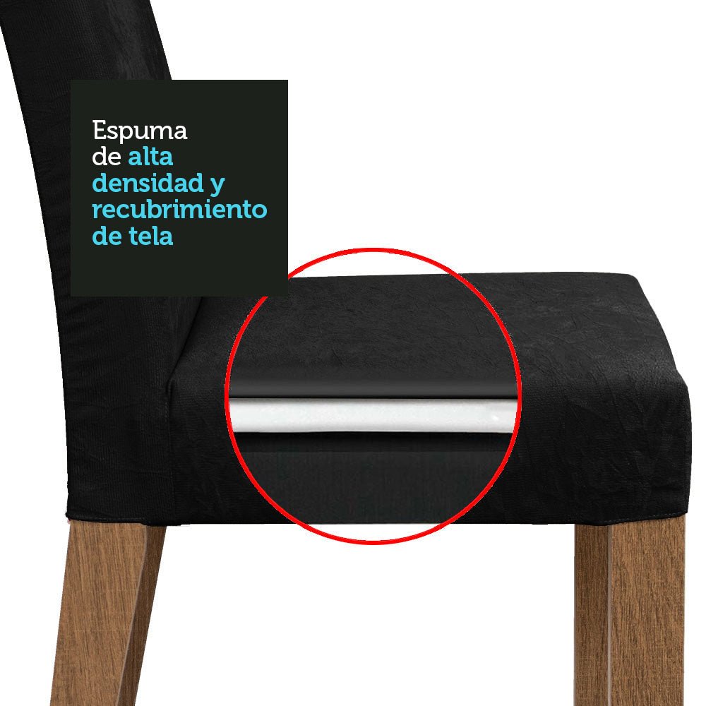 Combo Comedor y Sillas Hanna Marron y Negro Oxford 160x79cm Cuadrado de Seis Puestos con Seis Sillas - COMEDORES | Bylmo