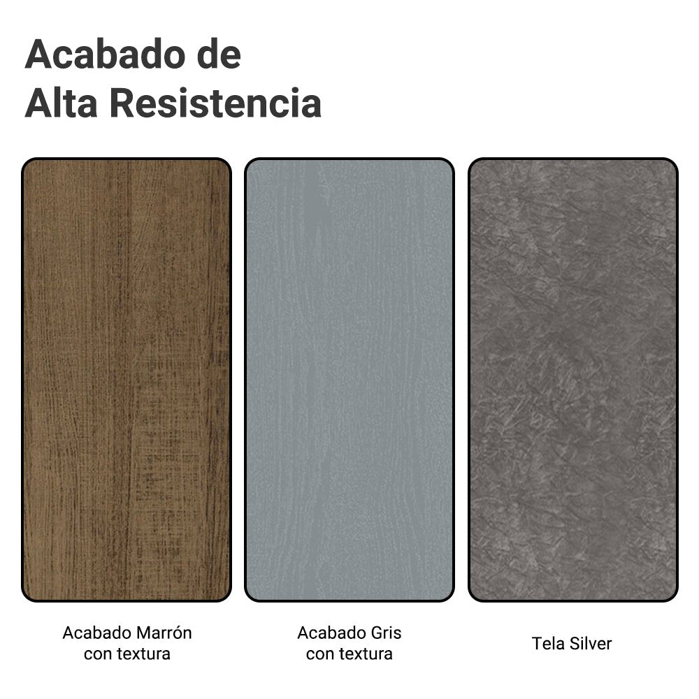 Combo Comedor y Sillas Karina Marron con Gris y Plata 90x78cm Cuadrado de Cuatro Puestos con Cuatro Sillas - COMEDORES | Bylmo