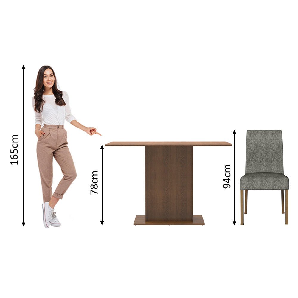 Combo Comedor y Sillas Manu Marron con Plata y Plata 104x78cm Cuadrado de Dos Puestos con Dos Sillas - COMEDORES | Bylmo