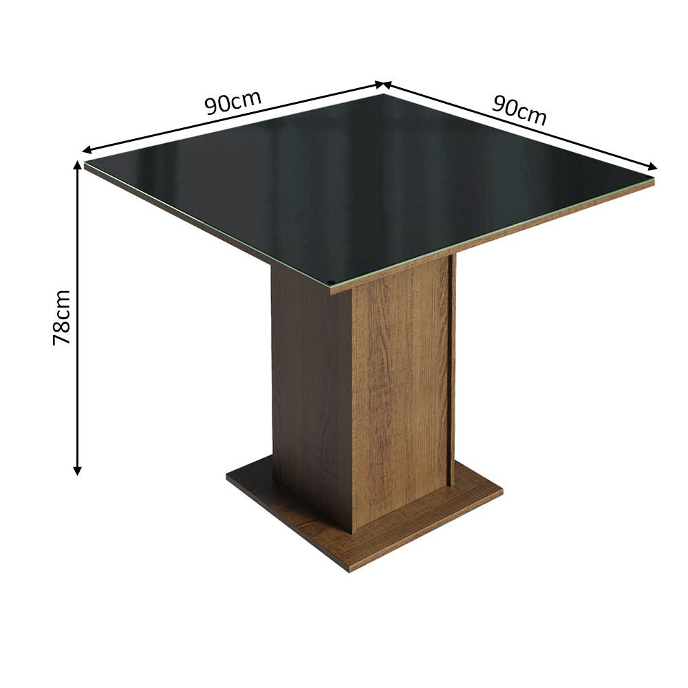 Combo Comedor y Sillas Moscou Marron y Negro 90x78cm Cuadrado de Cuatro Puestos con Cuatro Sillas - COMEDORES | Bylmo