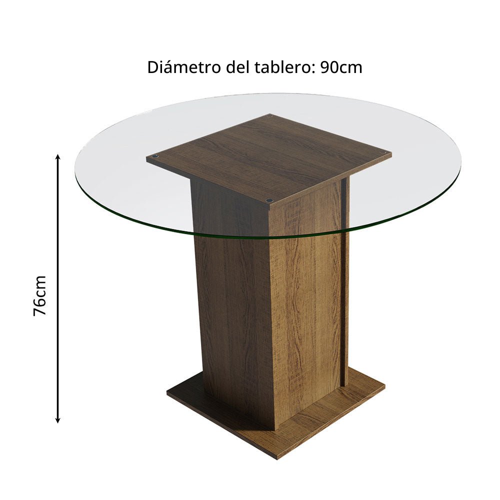 Combo Comedor y Sillas Nanda Marron y Negro 90x76cm Cuadrado de Cuatro Puestos con Cuatro Sillas - COMEDORES | Bylmo