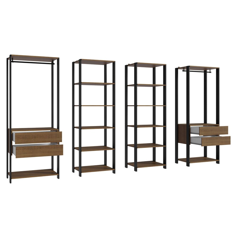 Estantería Rectangular Marron y Negro 185.8x71.8cm Transformable - BIBLIOTECAS Y ESTANTERIAS | Bylmo