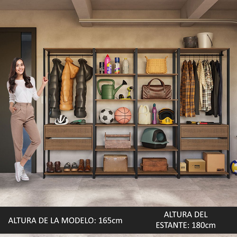 Estantería Rectangular Marron y Negro 185.8x71.8cm Transformable - BIBLIOTECAS Y ESTANTERIAS | Bylmo