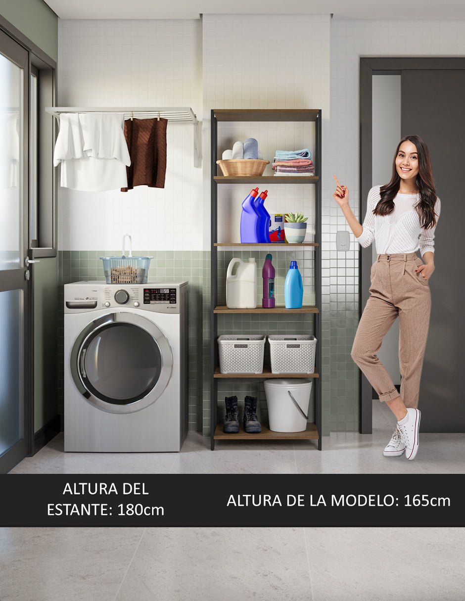 Estantería Rectangular Marron y Negro 185.8x17.5cm Transformable - BIBLIOTECAS Y ESTANTERIAS | Bylmo