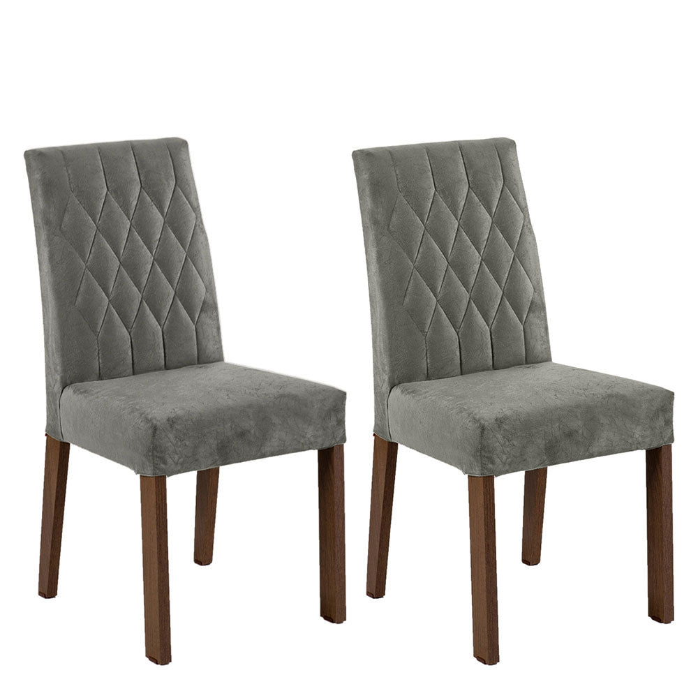 Kit x 2 Sillas Comedor Marron y Plata 45x94cm con Espaldar Ondulado - SILLAS Y BUTACOS | Bylmo