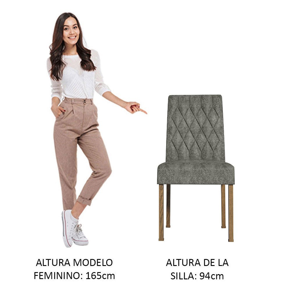 Kit x 2 Sillas Comedor Marron y Plata 45x94cm con Espaldar Ondulado - SILLAS Y BUTACOS | Bylmo